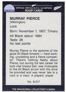 1991 Regina NZRFU 1st Edition #8 Murray Pierce Back